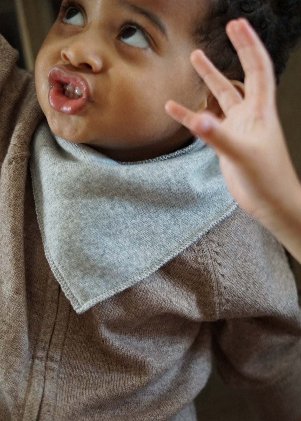 La Petit Lapin Cashmere Triangle Bib Scarf | Gray Melange | Playroom Avenue
