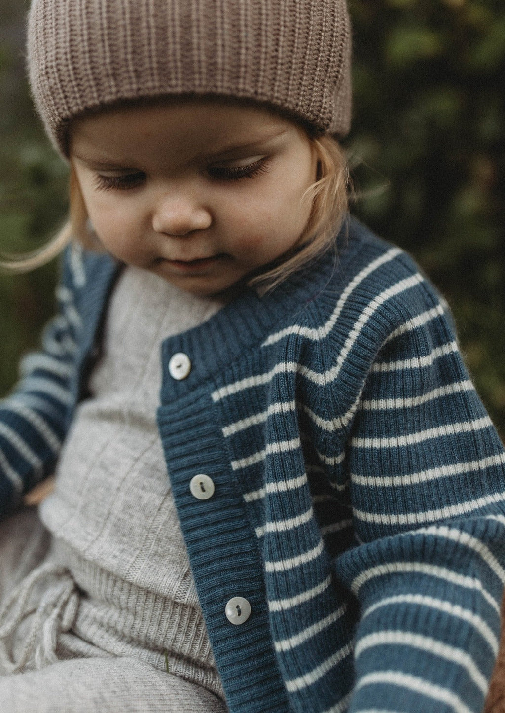 La Petit Lapin Cashmere Cardigan | Navy/Creme | Playroom Avenue
