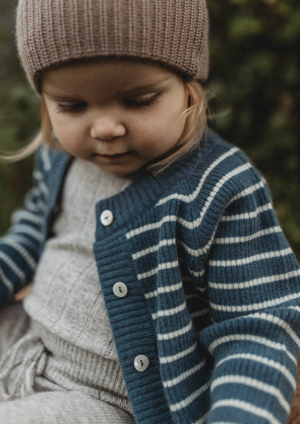 La Petit Lapin Cashmere Cardigan | Navy/Creme | Playroom Avenue