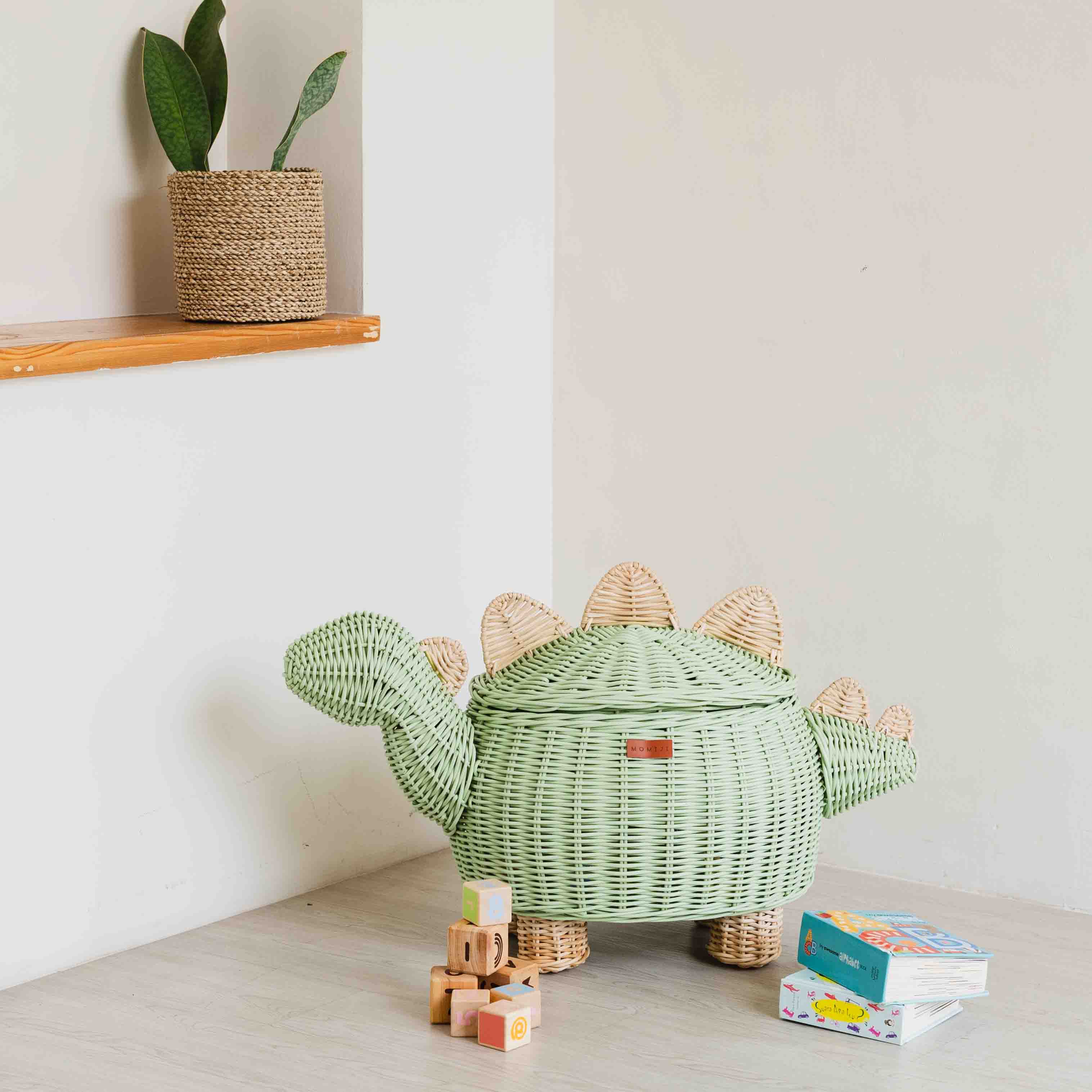 Momiji Dinosaur Storage Basket - Mint Green | Playroom Avenue
