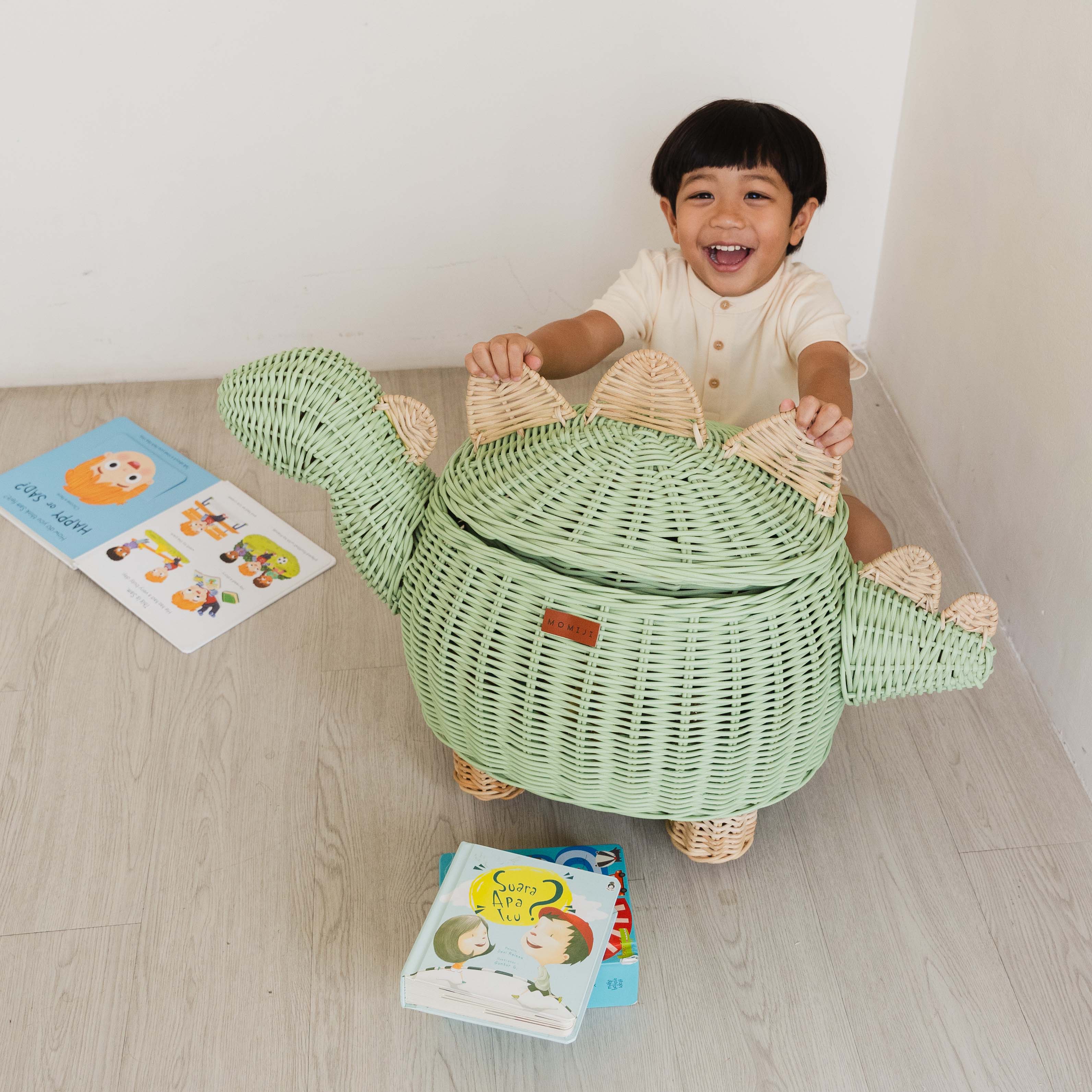 Momiji Dinosaur Storage Basket - Mint Green | Playroom Avenue
