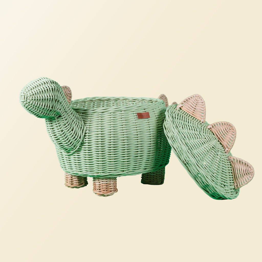 Momiji Dinosaur Storage Basket - Mint Green | Playroom Avenue