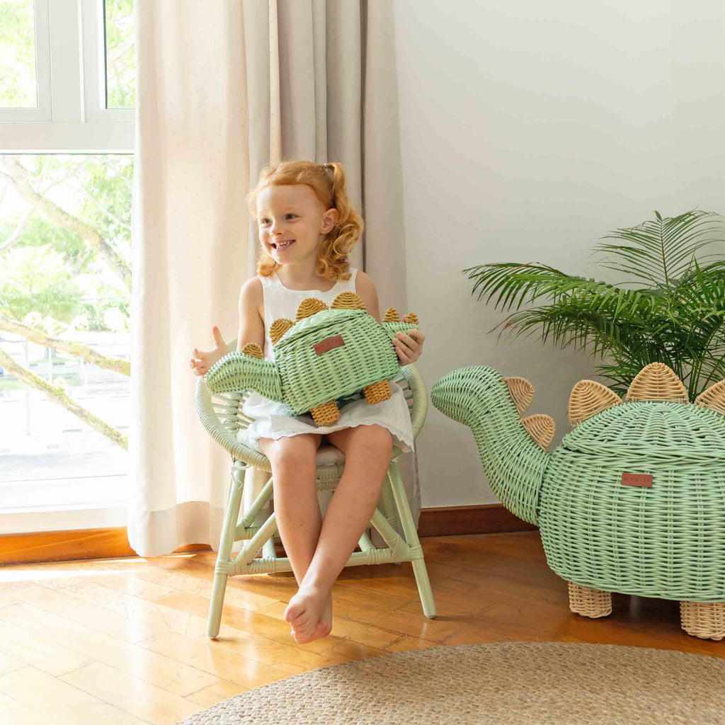 Momiji Dinosaur Basket Small - Mint Green | Playroom Avenue