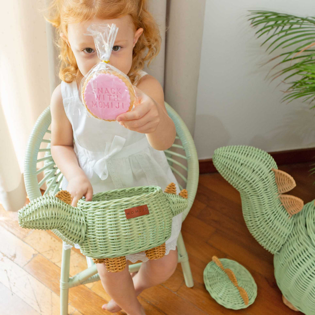 Momiji Dinosaur Basket Small - Mint Green | Playroom Avenue