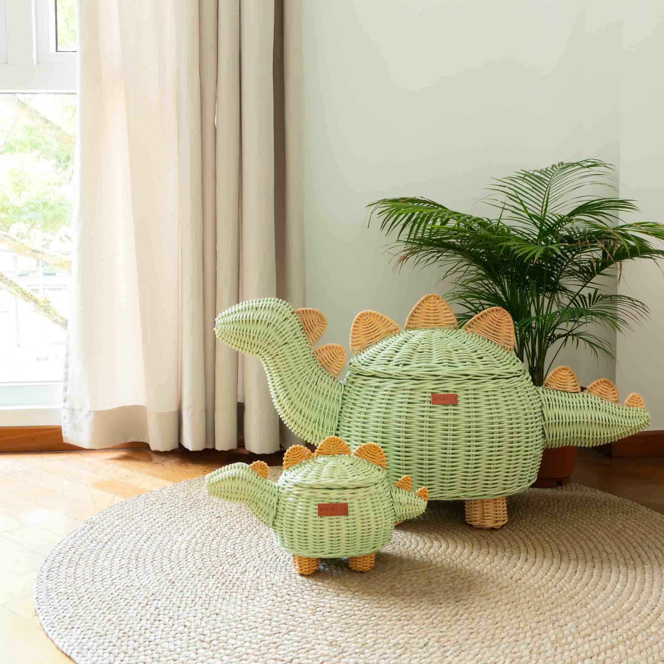 Momiji Dinosaur Basket Small - Mint Green | Playroom Avenue