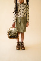 Makemake Organics Organic Tee and Corduroy Skirt Set - Olive