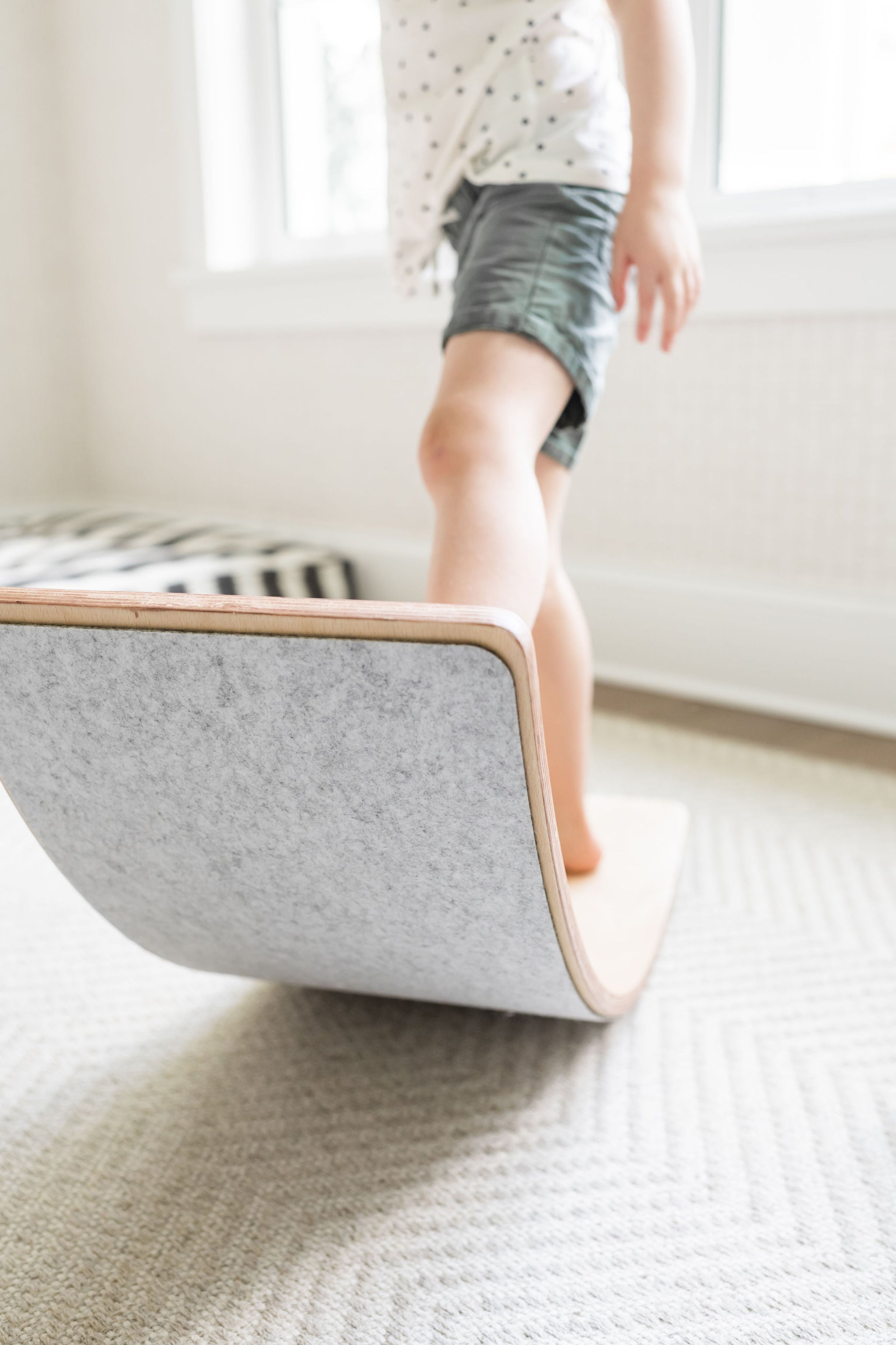 Poppyseed Play Wooden Balance Boards Gray Felt Bottom | Playroom Avenue
