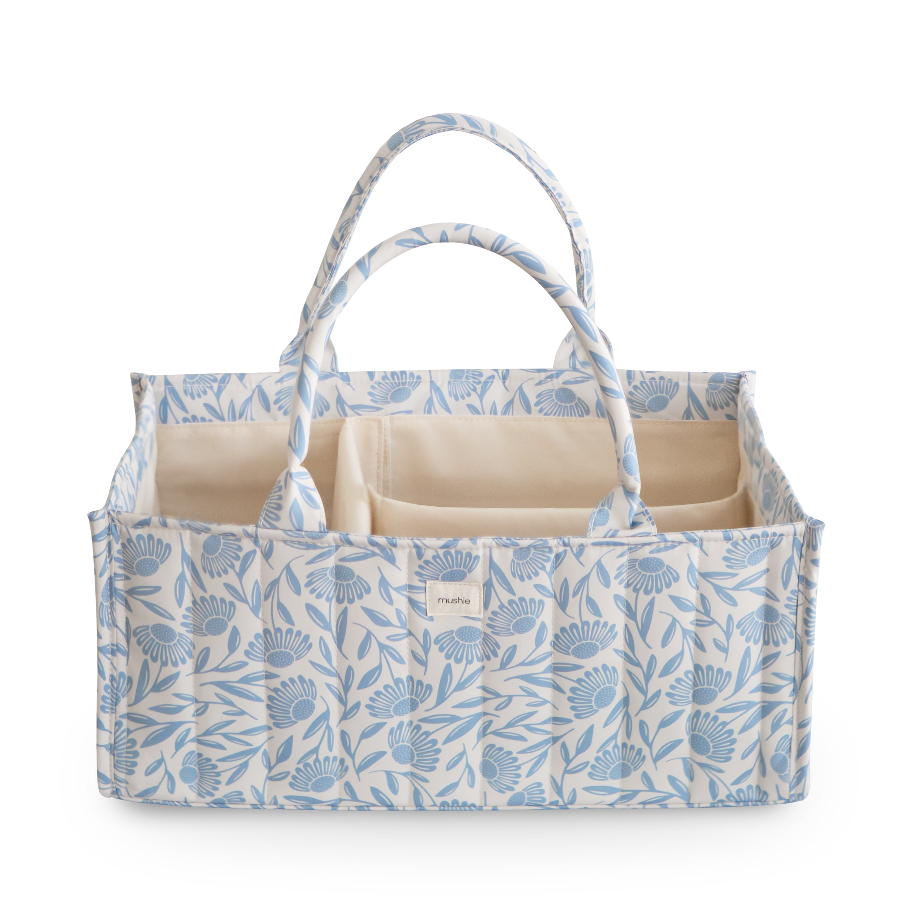 Mushie Diaper Caddy Blue Flowers | Playroom Avenue