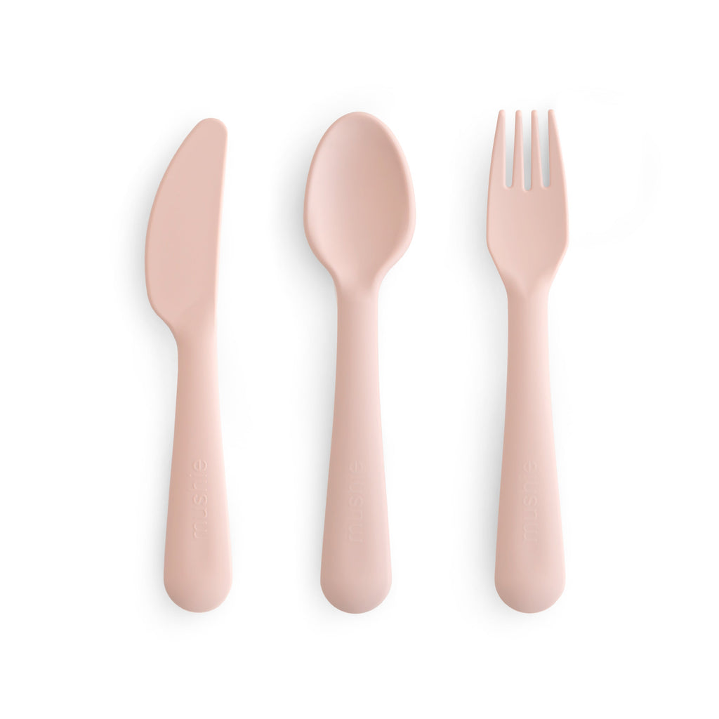 Mushie Dinnerware Cutlery Set Blush | Playroom Avenue
