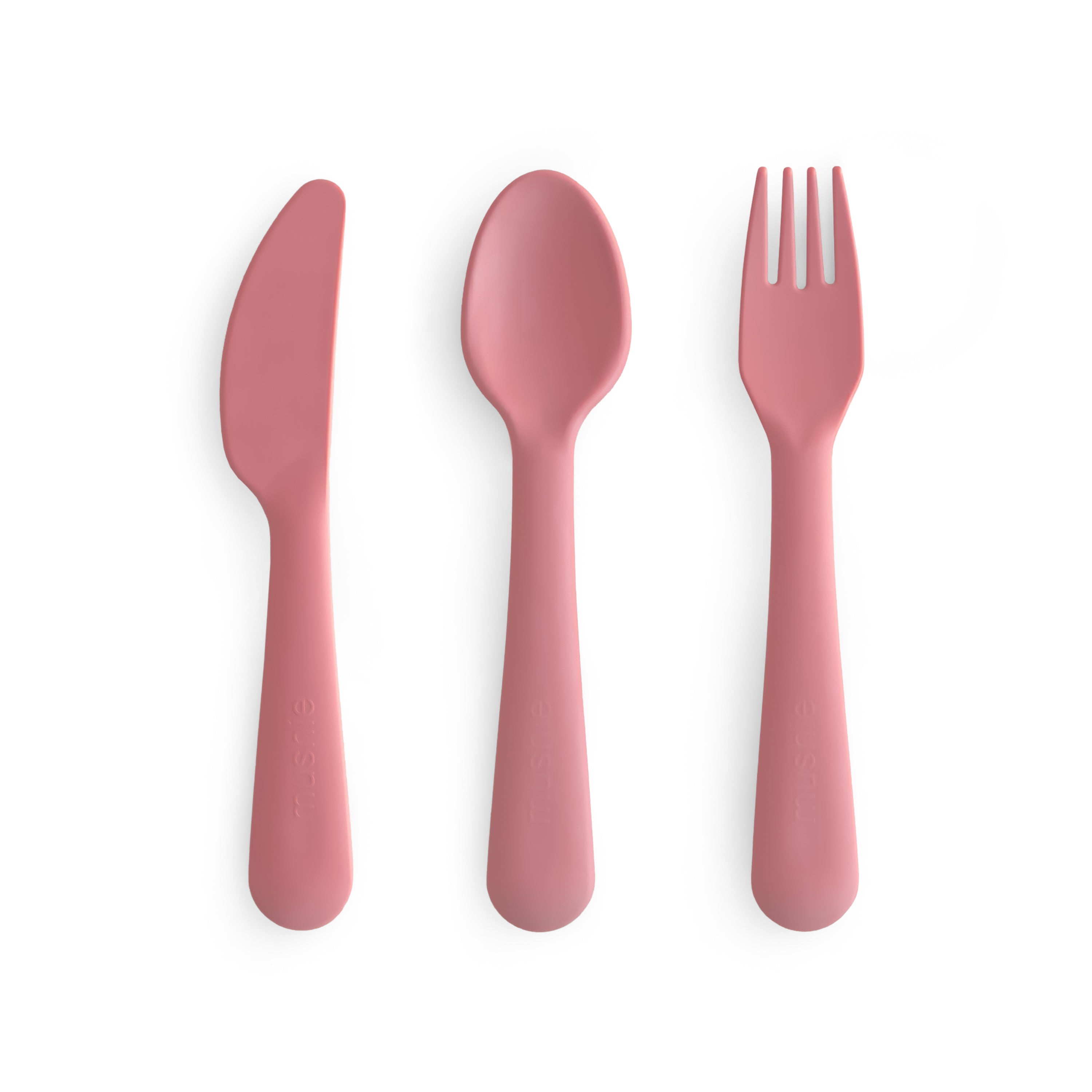 Mushie Dinnerware Cutlery Set Dusty Rose | Playroom Avenue