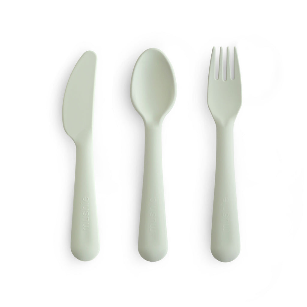 Mushie Dinnerware Cutlery Set Sage | Playroom Avenue