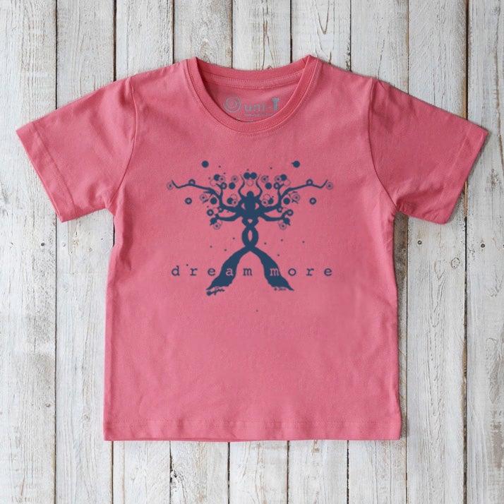 Uni-T "Dream More" Positive Message T-Shirt for Kids Sunset Pink | Playroom Avenue
