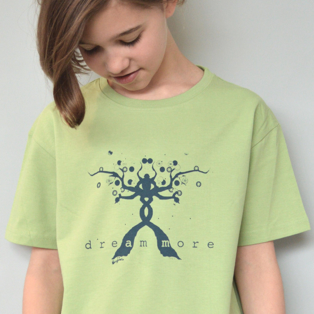 Uni-T "Dream More" Positive Message T-Shirt for Kids Sage | Playroom Avenue