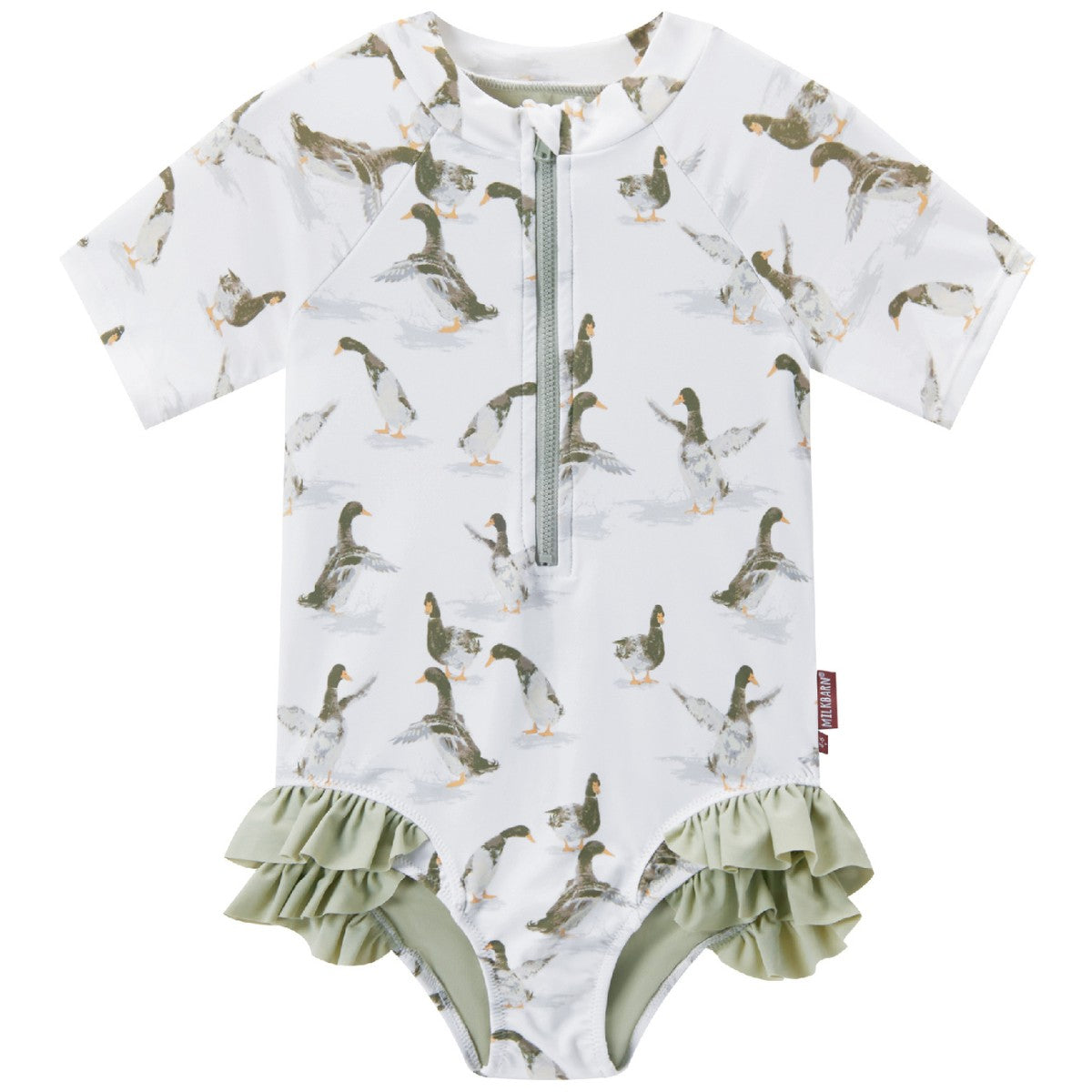 Milkbarn Duck Short Sleeve Ruffled One-Piece Swimsuit