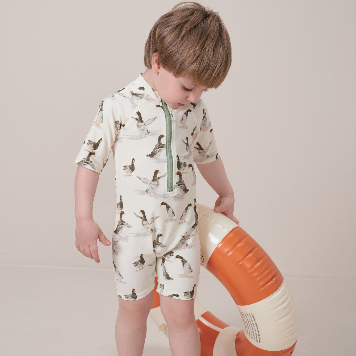 Milkbarn Duck Zipper Short Sleeve Shortall Swimsuit
