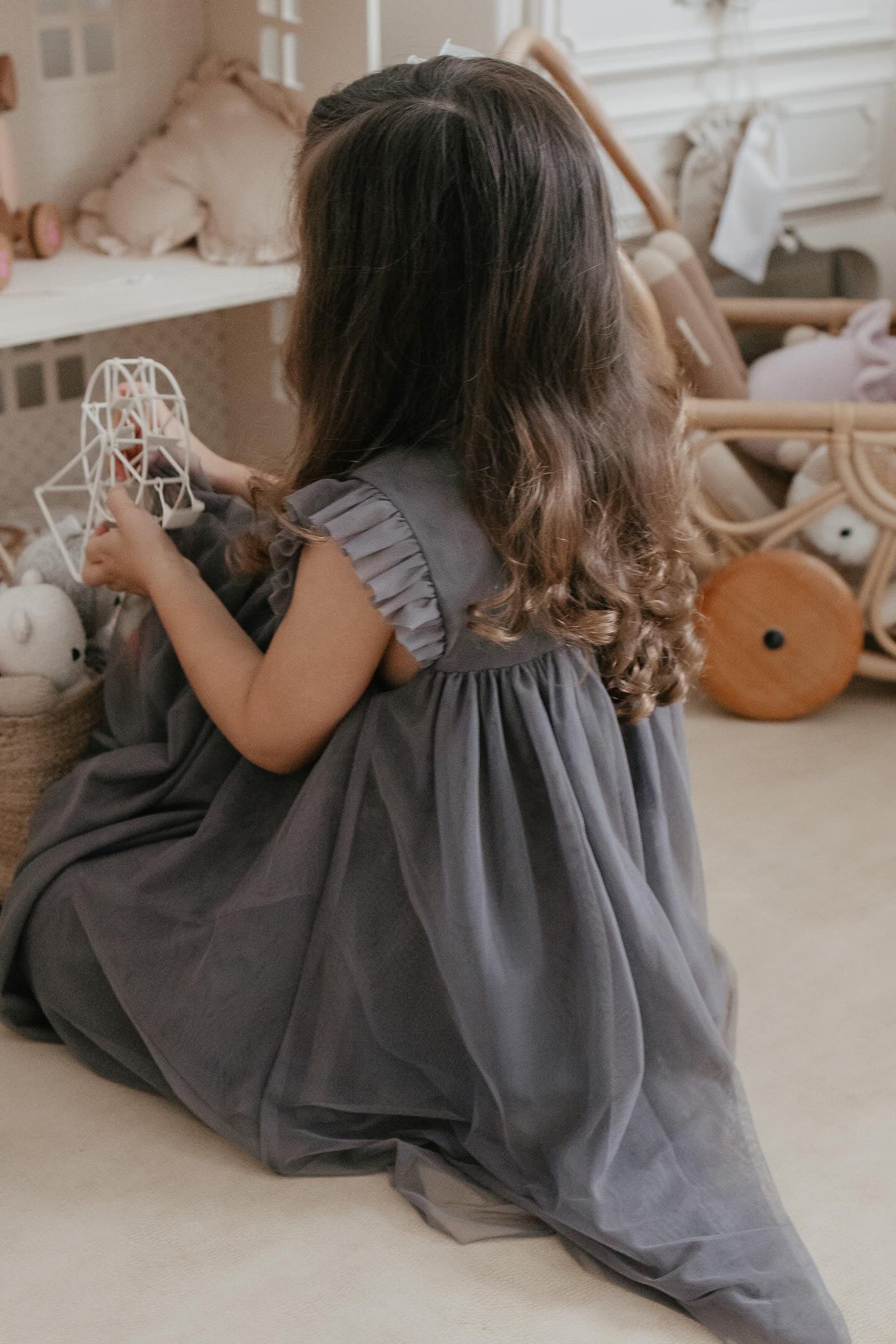Le Petit Lapin | Cotton Tulle Dress | Sleet Gray | Playroom Avenue