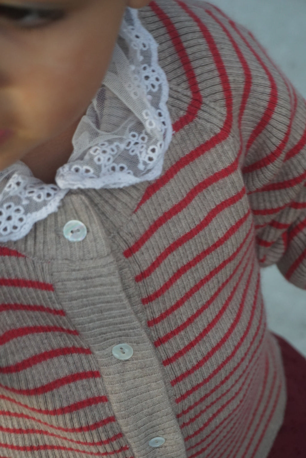 La Petit Lapin Cashmere Cardigan | Red/Beige | Playroom Avenue