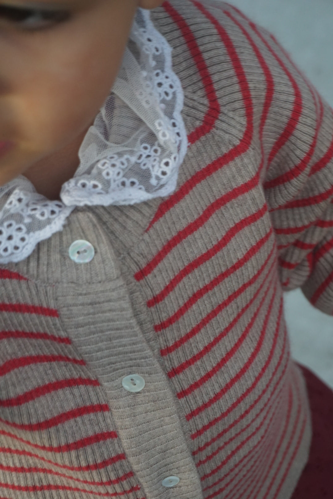 La Petit Lapin Cashmere Cardigan | Red/Beige | Playroom Avenue