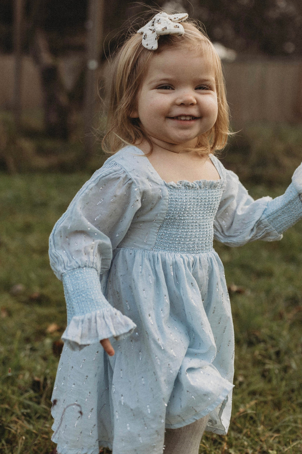 La Petit Lapin Harlow | Cotton Sparkle Dress | Baby Blue | Playroom Avenue