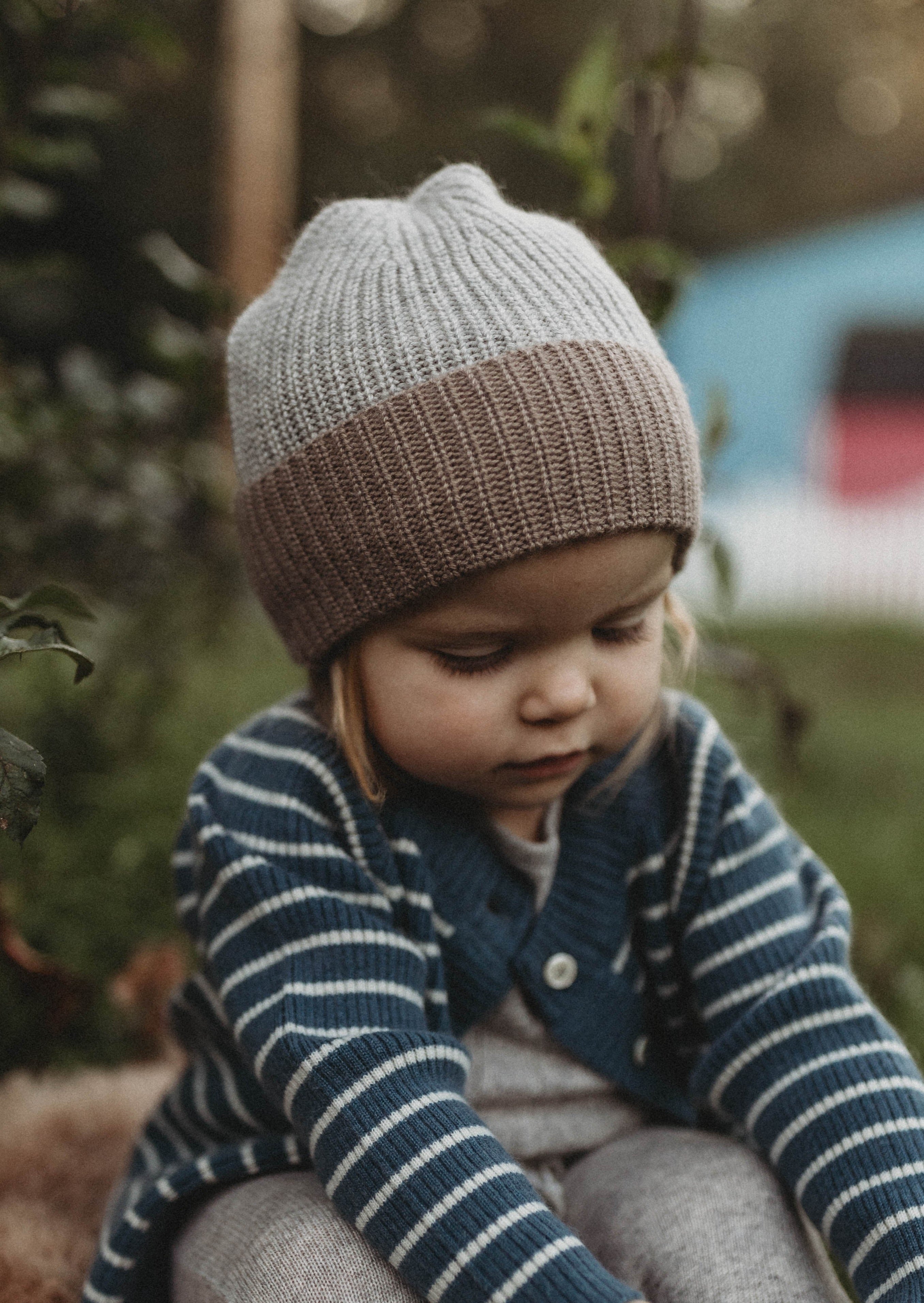La Petit Lapin Cashmere Beanie | Grey/Brown | Playroom Avenue
