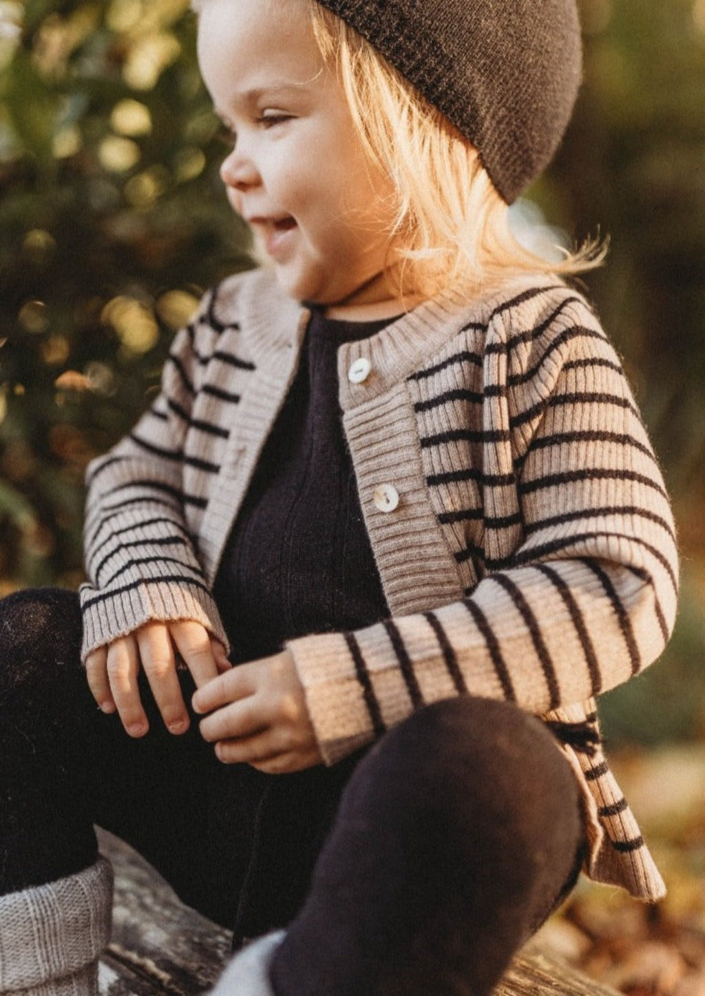 La Petit Lapin Cashmere Cardigan | Black/Beige | Playroom Avenue