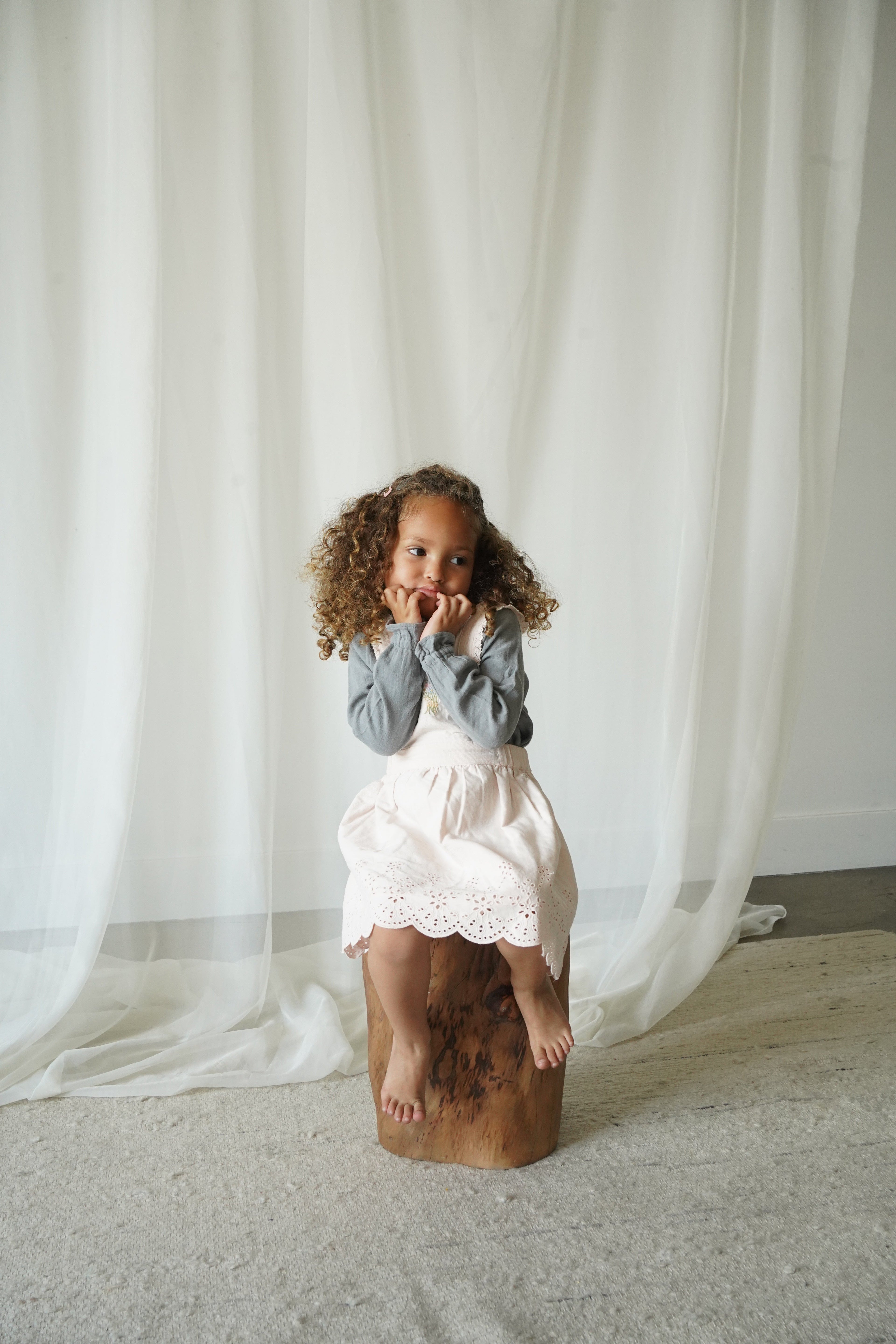 La Petit Lapin Elea | Corduroy Cotton Anglaise Dress | Primrose | Playroom Avenue