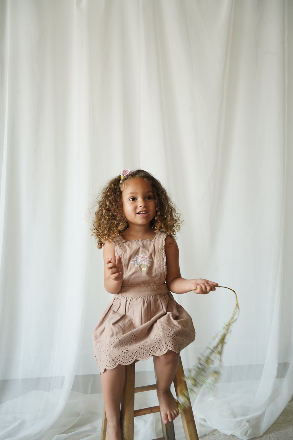 La Petit Lapin Elea | Corduroy Cotton Anglaise Dress | Wistful Mauve | Playroom Avenue
