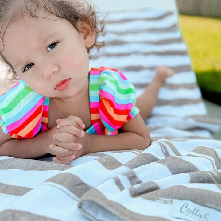 Calla and Friends The Kenzie Beach Towel - Brush Stripes | Playroom Avenue
