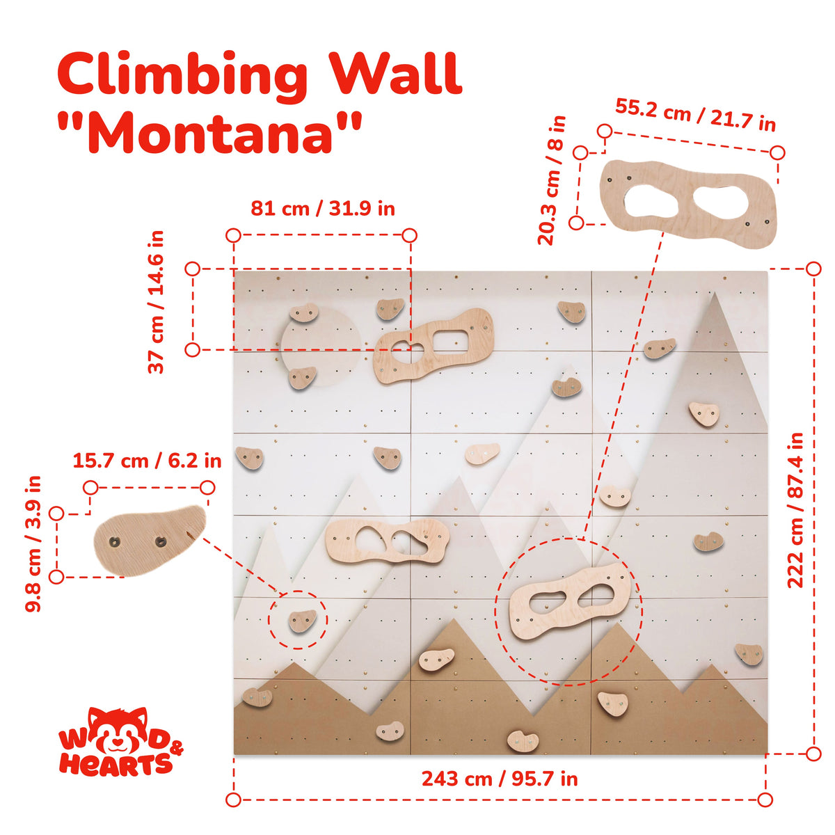 Wood and Hearts Indoor Climbing Wall | Playroom Avenue