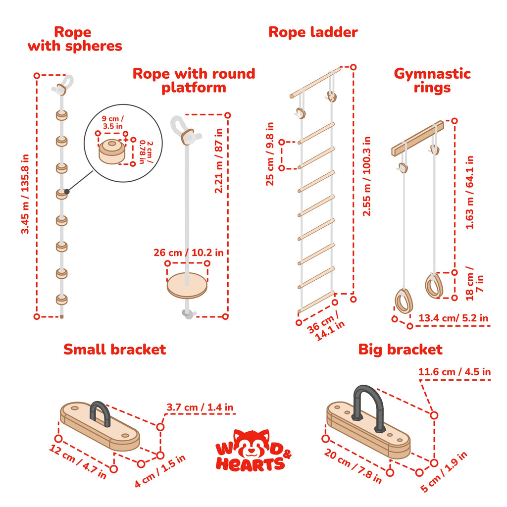 Wood and Hearts Kids Climbing Ropes | Playroom Avenue