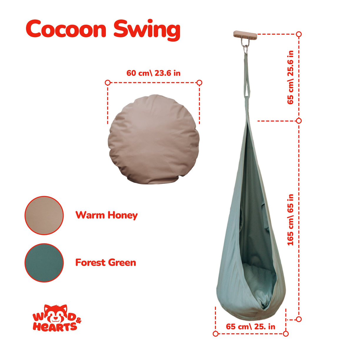 Wood and Hearts Pod Swing | Playroom Avenue