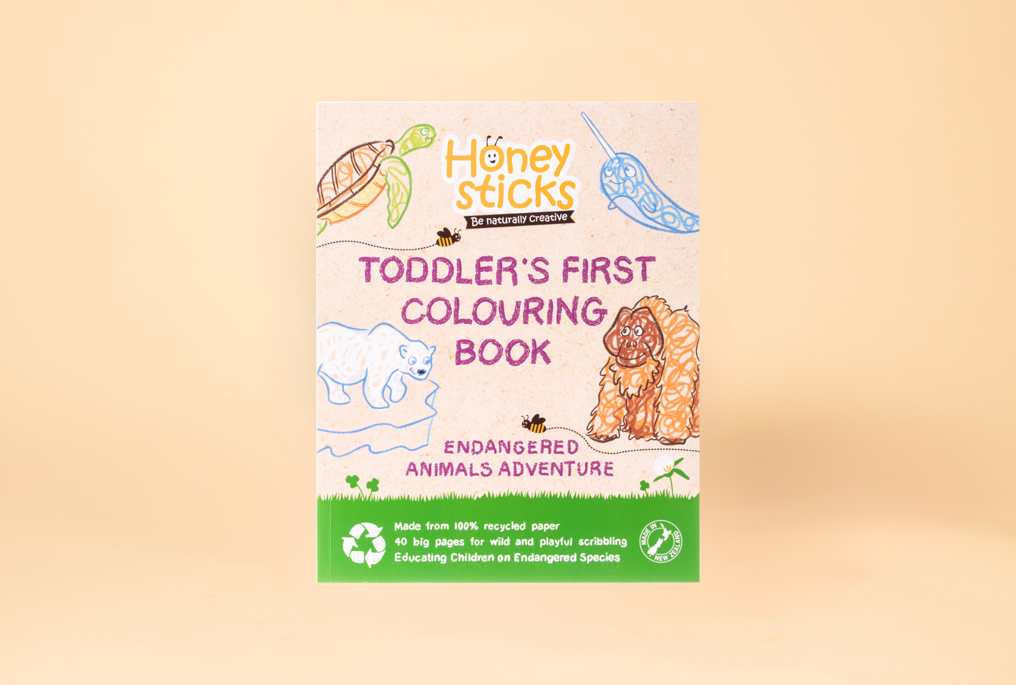 Honeysticks Toddlers First Coloring Book - Endangered Animals Adventure | Playroom Avenue