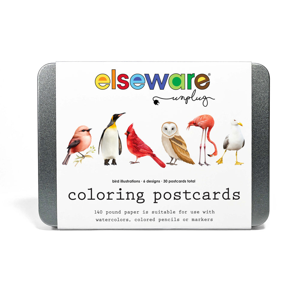 elseware unplug Coloring Postcards w/ 6 Designs (30 cards) Bird | Playroom Avenue