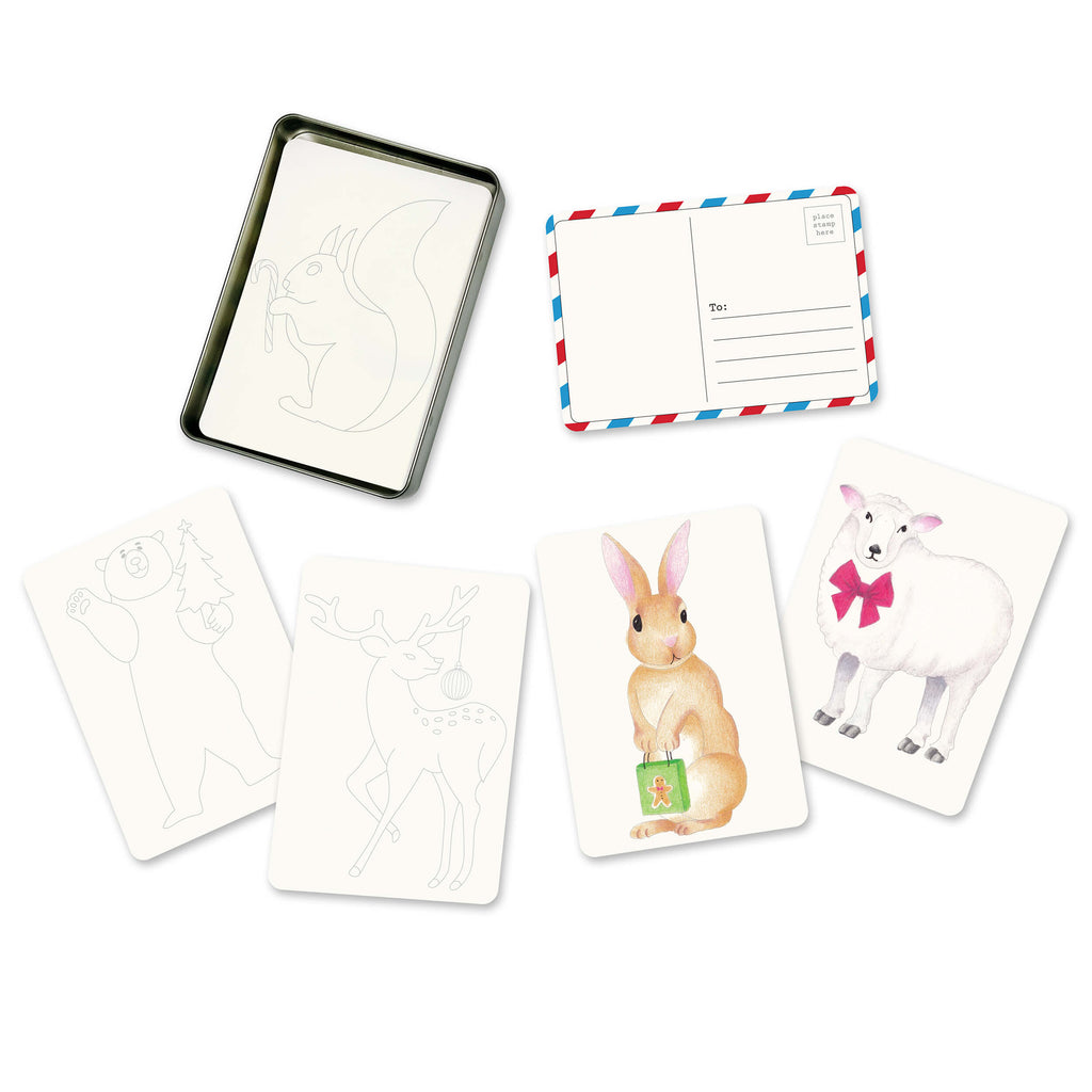 elseware unplug Coloring Postcards w/ 6 Designs (30 cards) | Playroom Avenue