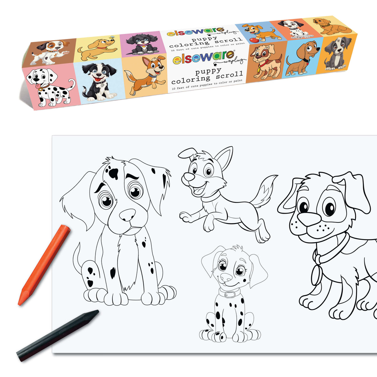Elseware Unplug Coloring Scrolls – 10 ft – Adhesive Back Puppy (New) | Playroom Avenue