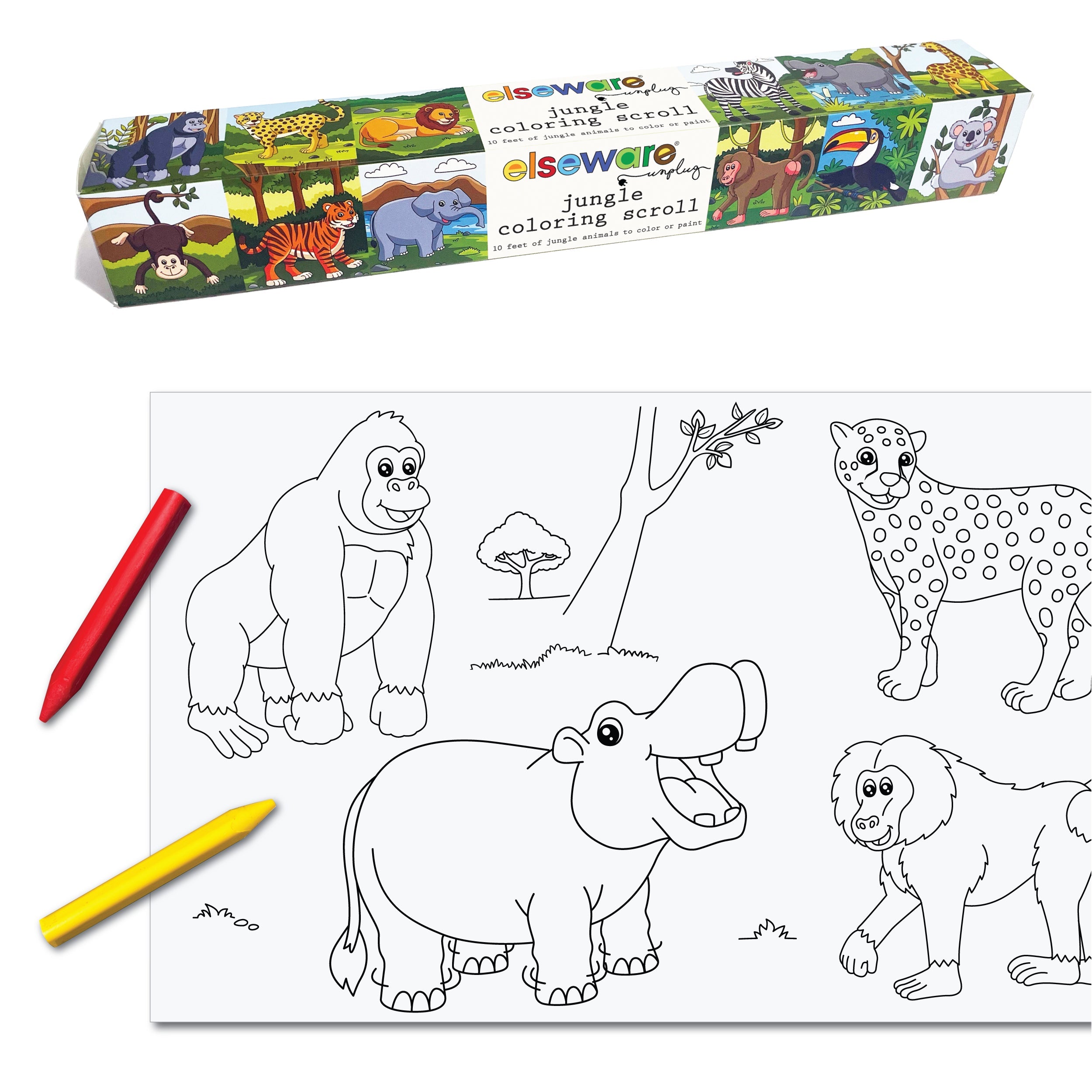 Elseware Unplug Coloring Scrolls – 10 ft – Adhesive Back Jungle | Playroom Avenue