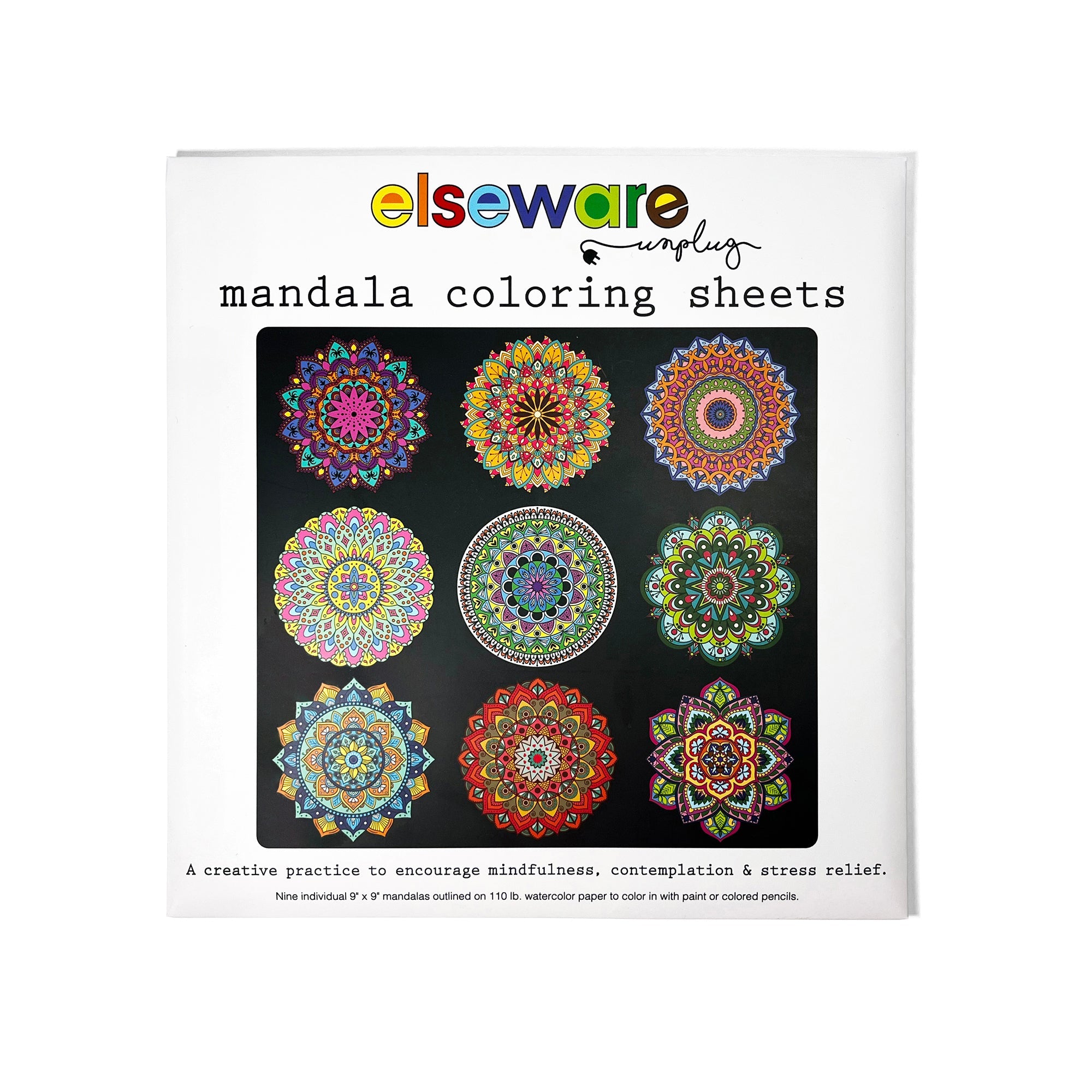 Elseware Unplug Mandala Coloring Sheets – Deluxe 110lb Paper | Playroom Avenue