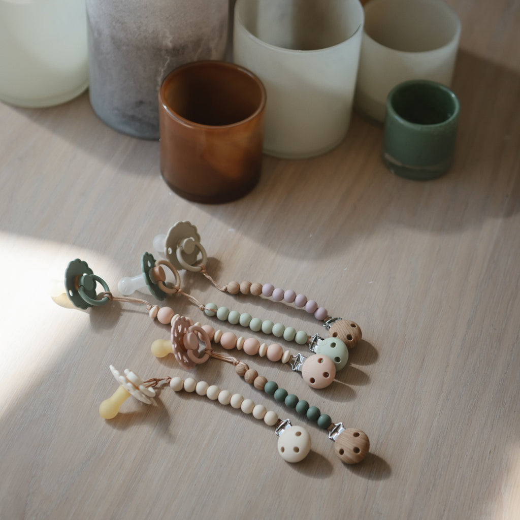 Mushie Silicone Pacifier Clip | Luna | Playroom Avenue