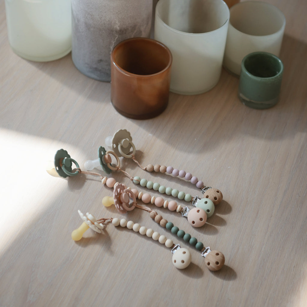 Mushie Silicone Pacifier Clip | Eva | Playroom Avenue