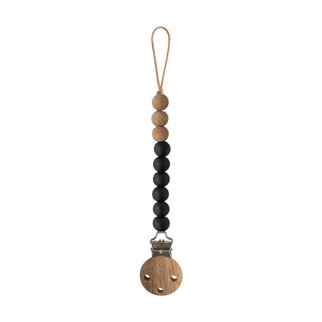 Mushie Silicone Pacifier Clip | Eva Black | Playroom Avenue