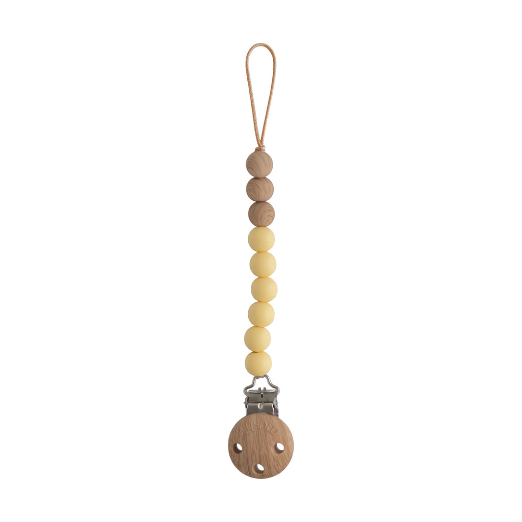 Mushie Silicone Pacifier Clip | Eva Muted Yellow | Playroom Avenue