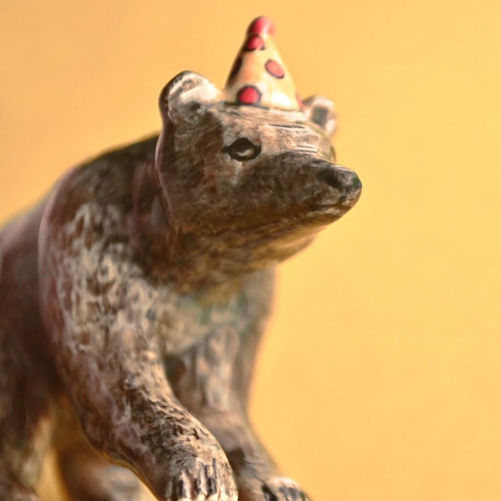 Camp Hollow Bear Cake Topper | Porcelain Party Animal | Candle Holder