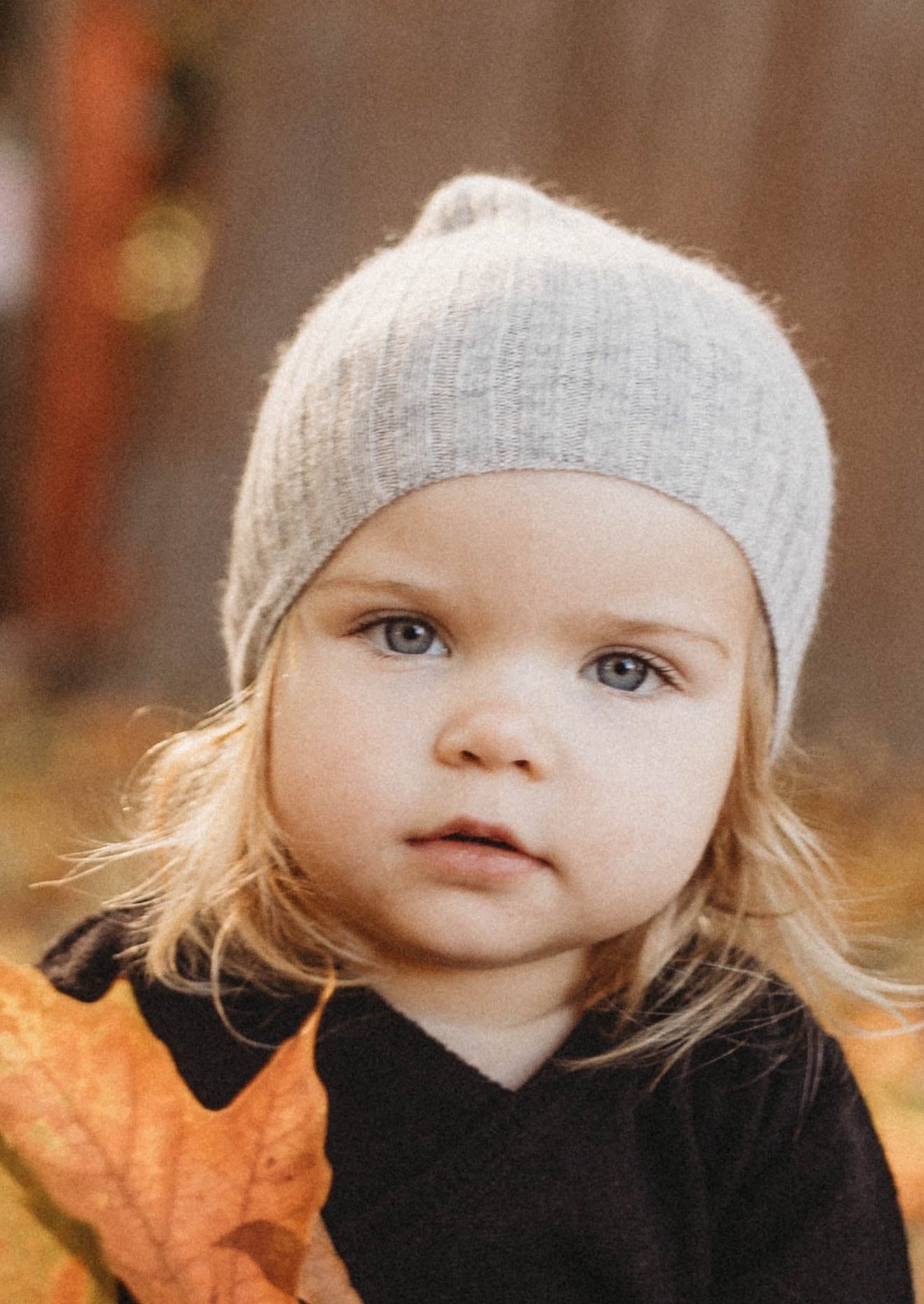 La Petit Lapin Cashmere Rib Beanie | Grey Merle | Playroom Avenue