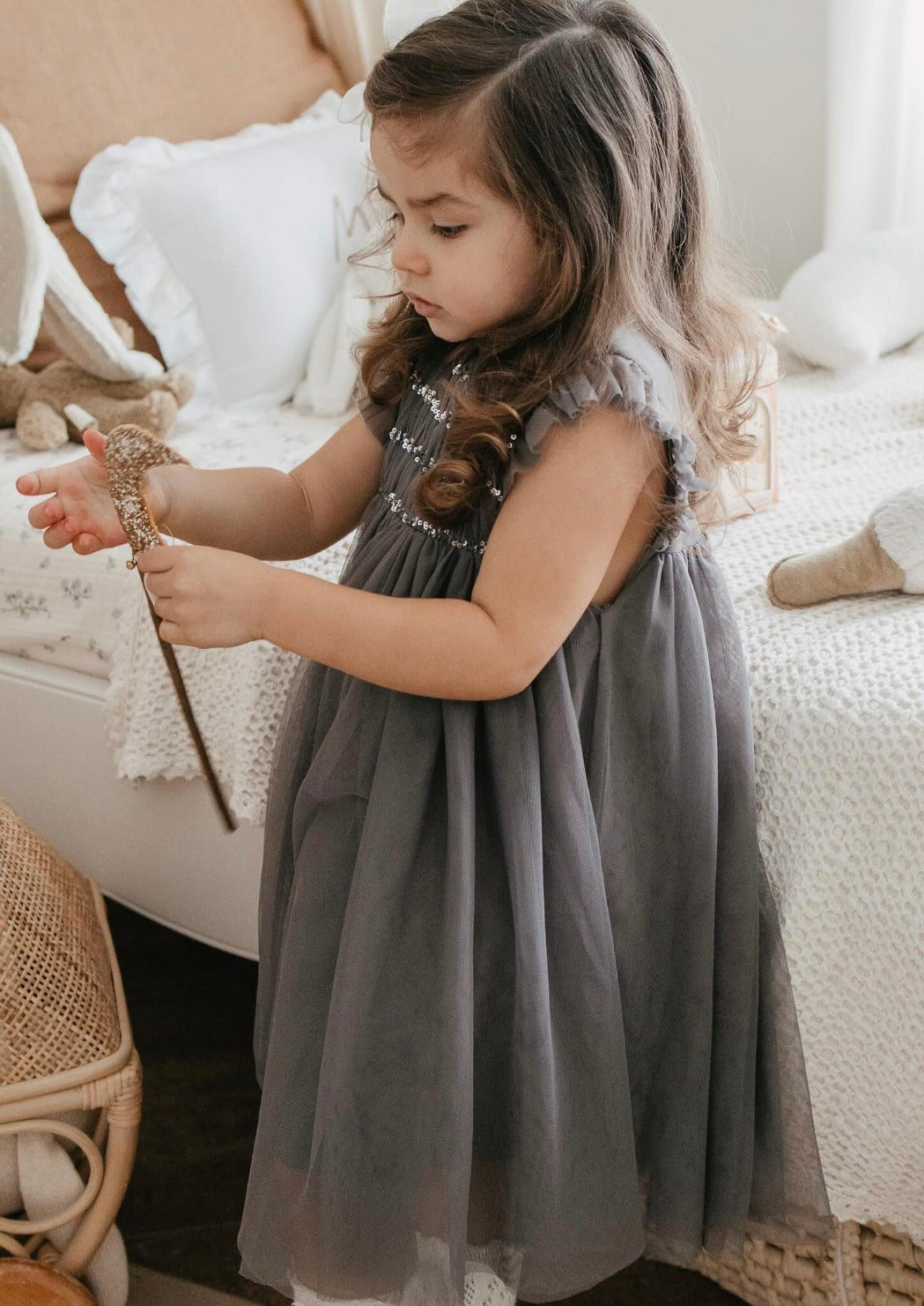 Le Petit Lapin | Cotton Tulle Dress | Sleet Gray | Playroom Avenue