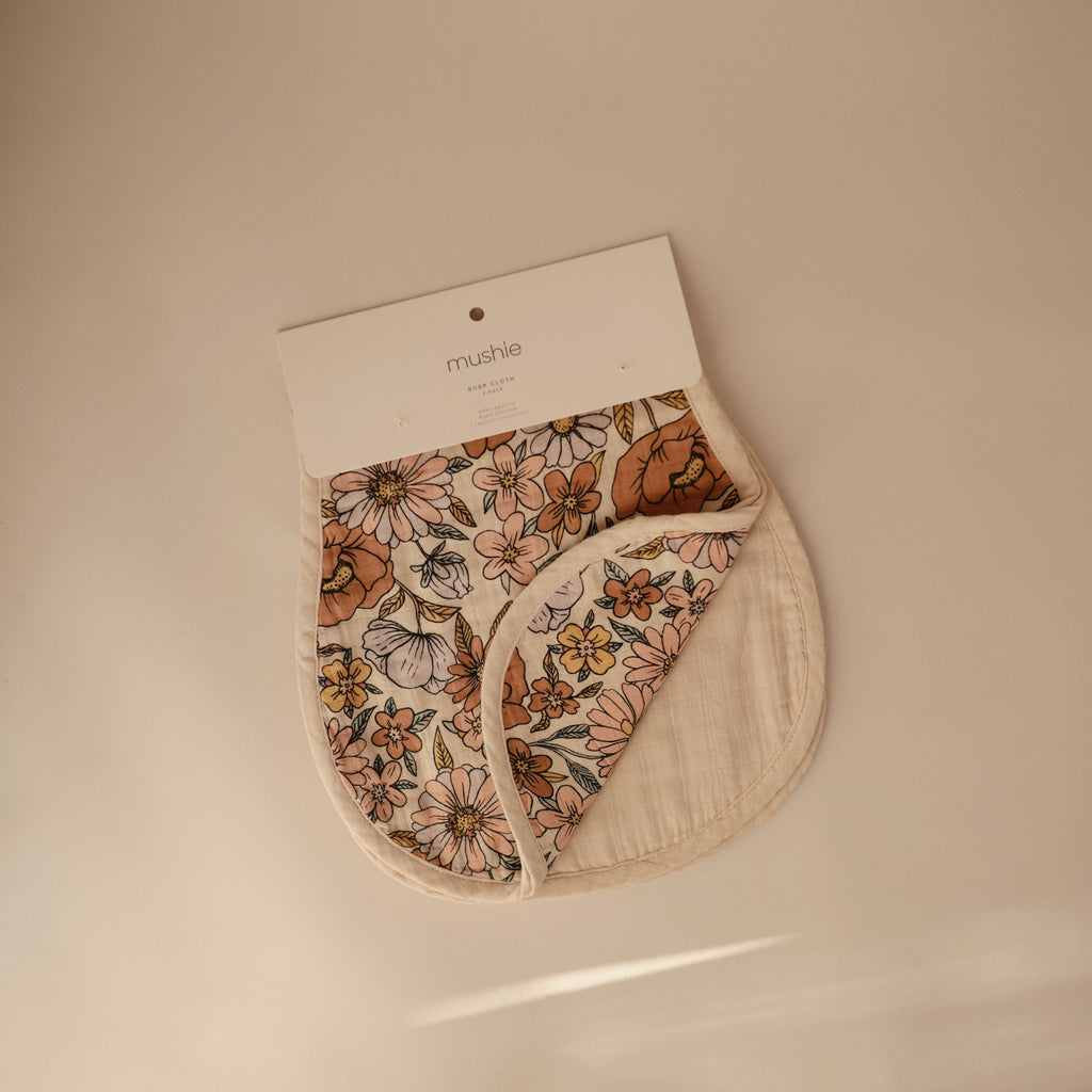 Mushie Organic Cotton Muslin Burp Cloth 2-Pack | Playroom Avenue