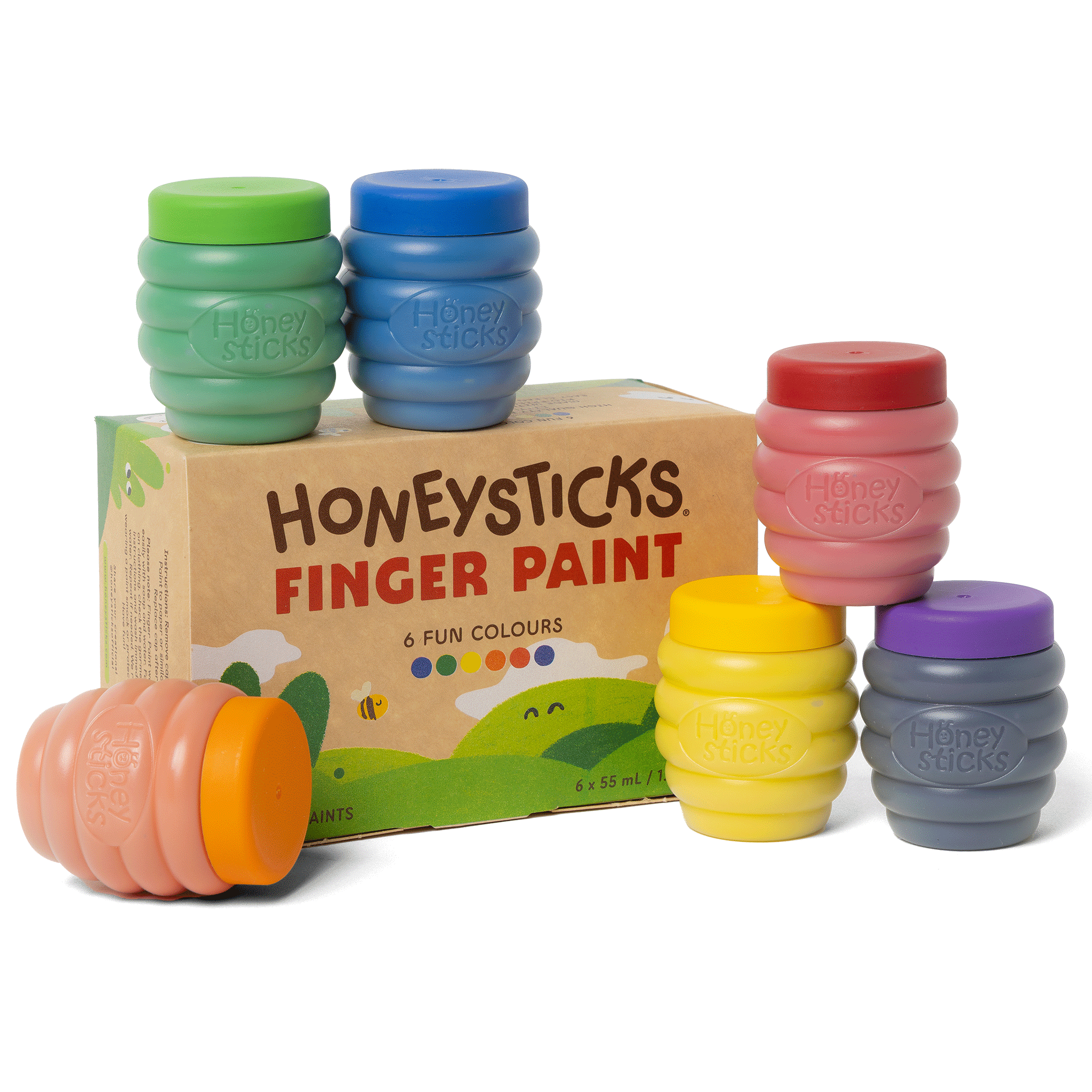 Honeysticks Finger Paints 6pk 55ml | Playroom Avenue