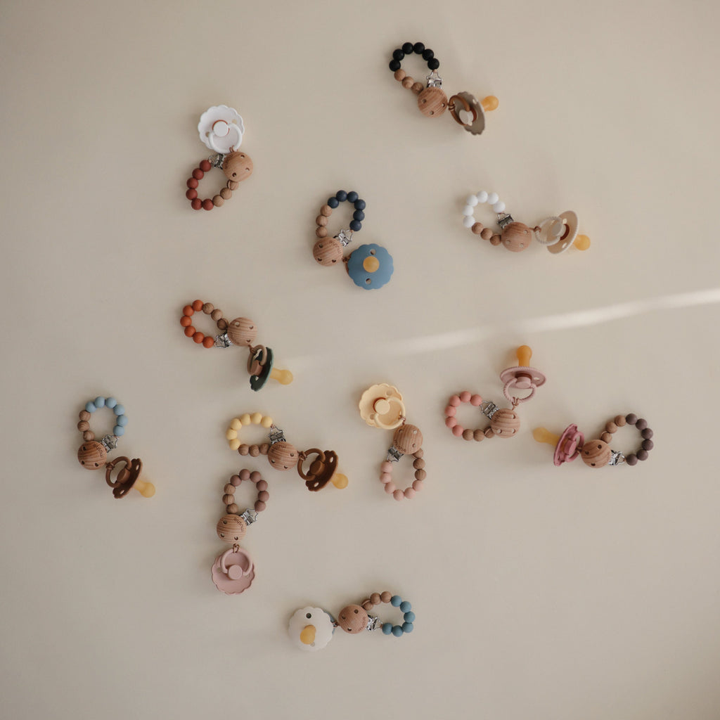 Mushie Silicone Pacifier Clip | Eva | Playroom Avenue