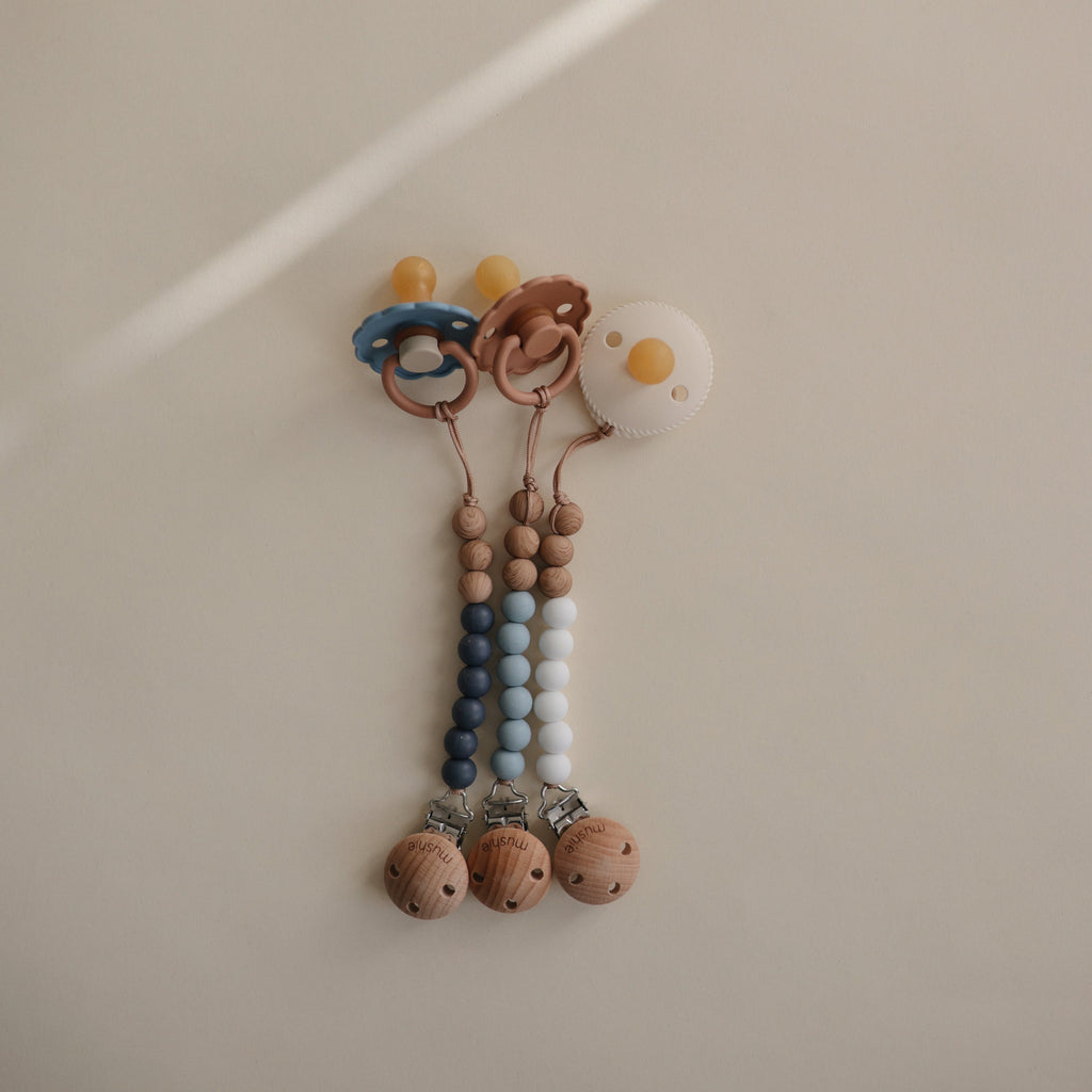 Mushie Silicone Pacifier Clip | Eva | Playroom Avenue