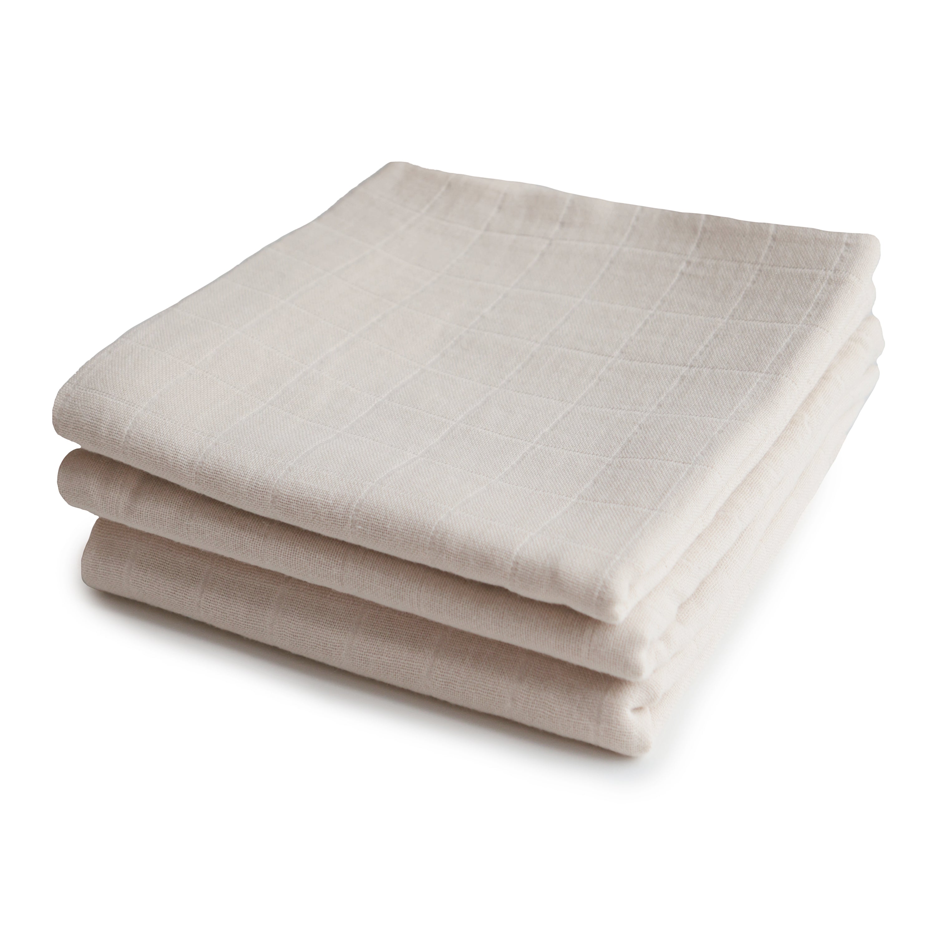 Mushie Organic Cotton Muslin Cloths 3-Pack Fog | Playroom Avenue