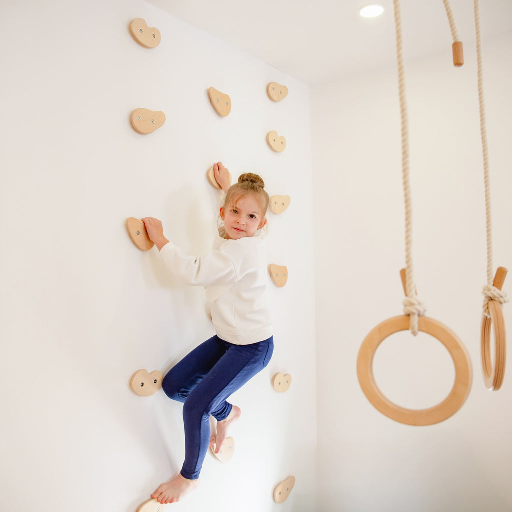 Wood and Hearts Climbing Holds | Playroom Avenue